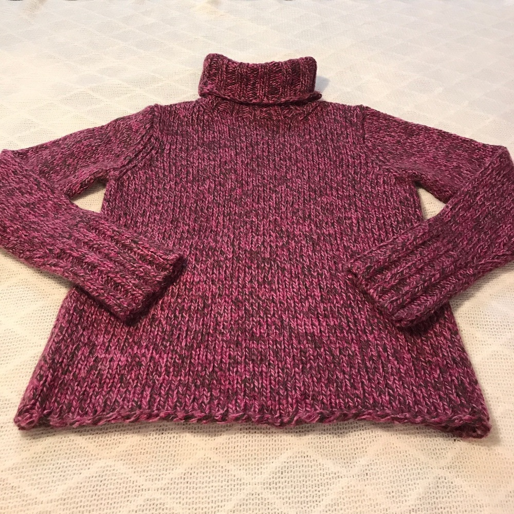 Gap Purple Wool Chunky Knit Turtleneck Sweater